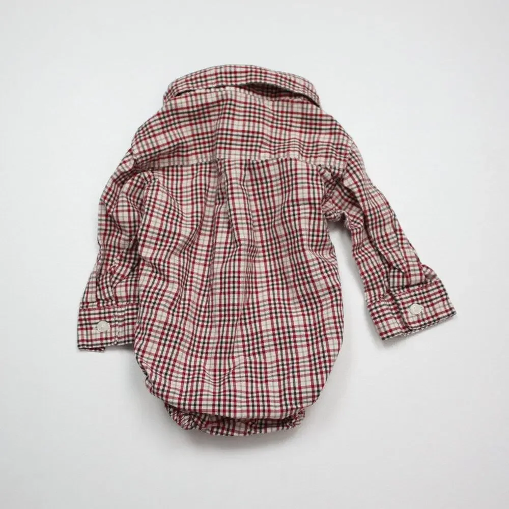 Janie and Jack Onesie Baby Boys Size 0-3m Red Plaid Button Down One Piece